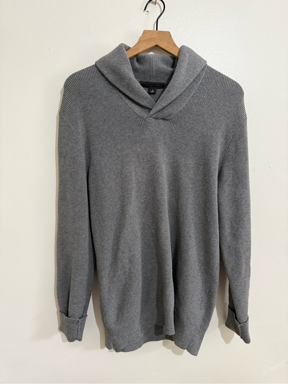 Michael Kors Men's Gray V-Neck Shawl Collar Sweater